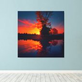 Zonsondergang Uitzicht Landschap Twee Canvas Afdruk (Insitu (Houten vloer))