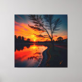 Zonsondergang Uitzicht Landschap Vier Canvas Afdruk (Voorkant)