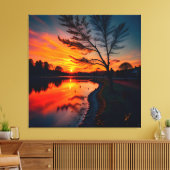 Zonsondergang Uitzicht Landschap Vier Canvas Afdruk (Insitu (Woonkamer))