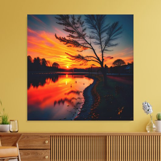 Zonsondergang Uitzicht Landschap Vier Canvas Afdruk (Insitu (Woonkamer))