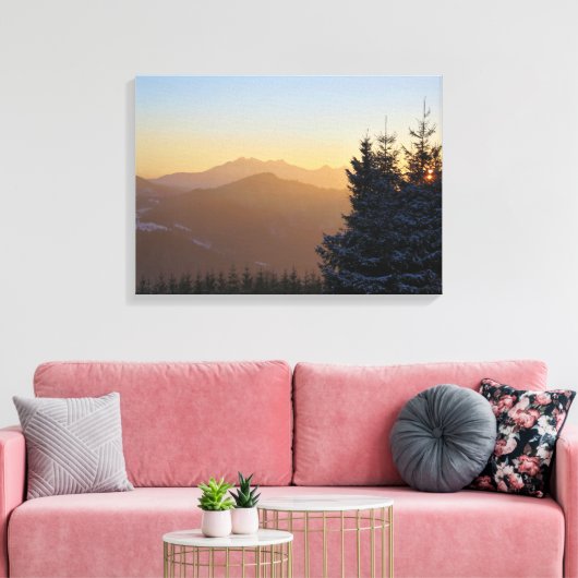 Zonsondergang uitzicht van de Tatra Canvas Afdruk (Insitu (Woonkamer))