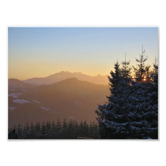 Zonsondergang uitzicht van de Tatra Foto Afdruk (Voorkant)