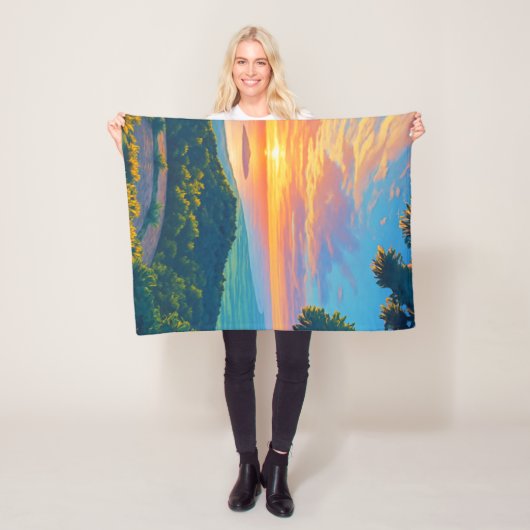 Zonsondergang Uitzicht vanaf de berg Jerai Fleece Deken (In situ)