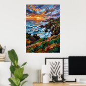 Zonsondergang Vallei Landschap Poster (Thuiskantoor)