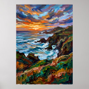 Zonsondergang Vallei Landschap Poster