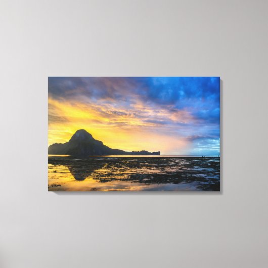 Zonsondergang van de Baai van El Nido Canvas Afdruk (Voorkant)