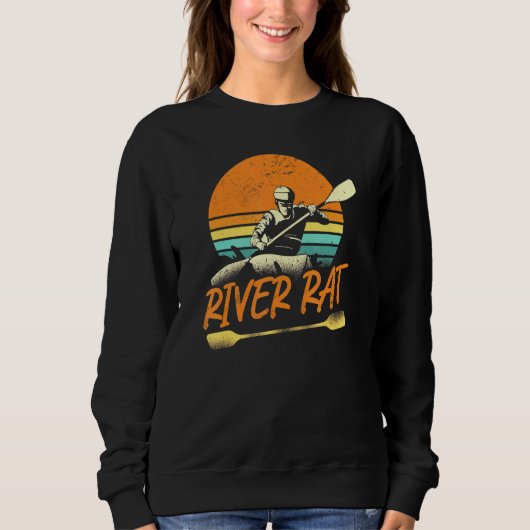 zonsondergang van de Rat Retro-rivier Kayaking Trui (Voorkant)