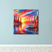 ZONSONDERGANG VAN DE STAD CANVAS AFDRUK (Insitu (Houten vloer))