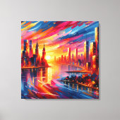 ZONSONDERGANG VAN DE STAD CANVAS AFDRUK (Voorkant)