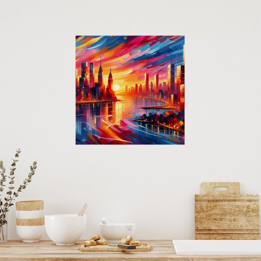 ZONSONDERGANG VAN DE STAD POSTER (Keuken)