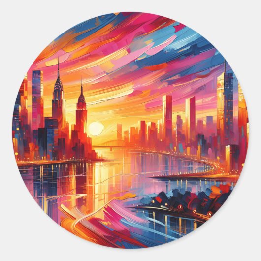 ZONSONDERGANG VAN DE STAD RONDE STICKER (Voorkant)