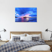 Zonsondergang van Hanalei Bay - Kauai, Hawaï Canvas Afdruk (Insitu (Slaapkamer))