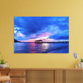 Zonsondergang van Hanalei Bay - Kauai, Hawaï Canvas Afdruk (Insitu (Woonkamer))