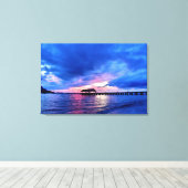 Zonsondergang van Hanalei Bay - Kauai, Hawaï Canvas Afdruk (Insitu (Houten vloer))