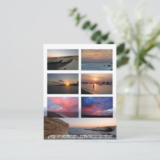 Zonsondergang van het briefkaart Cyprus (Staand voorkant)