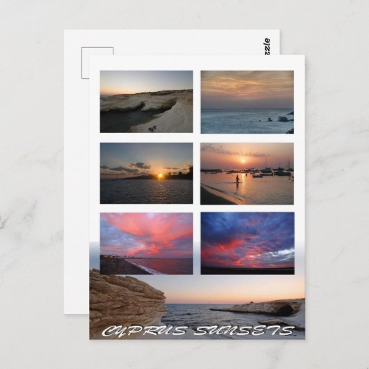 Zonsondergang van het briefkaart Cyprus (Voorkant / Achterkant)