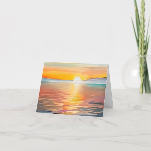 zonsondergang van het meer van de waterverf, aanpa kaart (Voorkant)