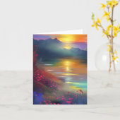 zonsondergang van het meer van de waterverf, aanpa kaart (Gele Bloem)