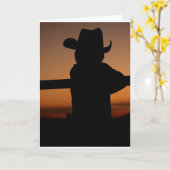 Zonsondergang van het Silhouet van de Cowboy van Kaart (Gele Bloem)
