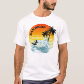 zonsondergang van het strand van San diego Retro T-shirt (Voorkant)