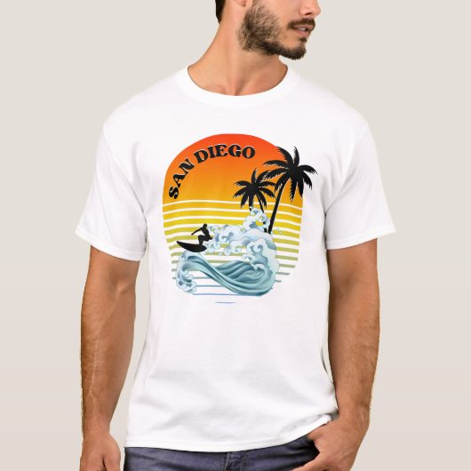 zonsondergang van het strand van San diego Retro T-shirt (Voorkant)