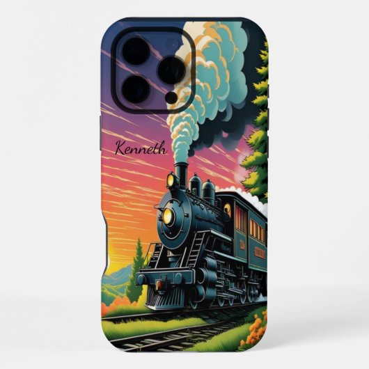 Zonsondergang van stoommachine iPhone hoesje (Achterkant)