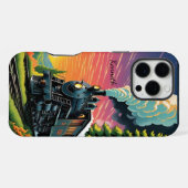 Zonsondergang van stoommachine iPhone hoesje (Achterkant horizontaal)