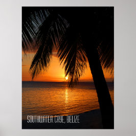Zonsondergang van tropische palmbomen in Belize Poster