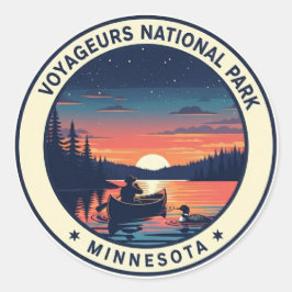 Zonsondergang van Voyageurs National Park Minnesot Ronde Sticker