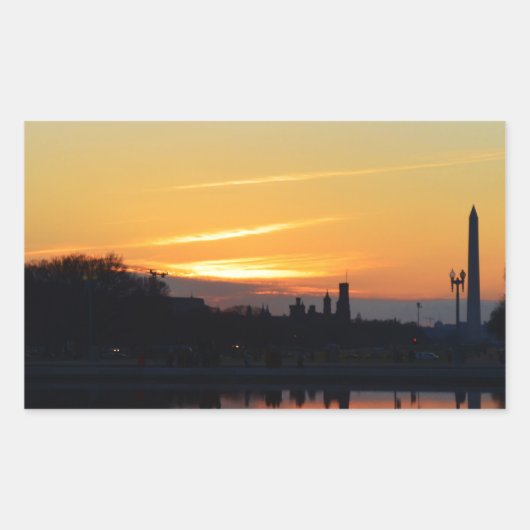 Zonsondergang vanaf Capitol Hill. Rechthoekige Sticker (Voorkant)
