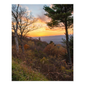 Zonsondergang vanaf Shenandoah National Park Foto Afdruk