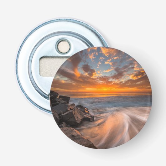 Zonsondergang vanaf Tamarach Beach Button Flesopener (Voorkant)