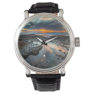 Zonsondergang vanuit de getijdenpoelen horloge