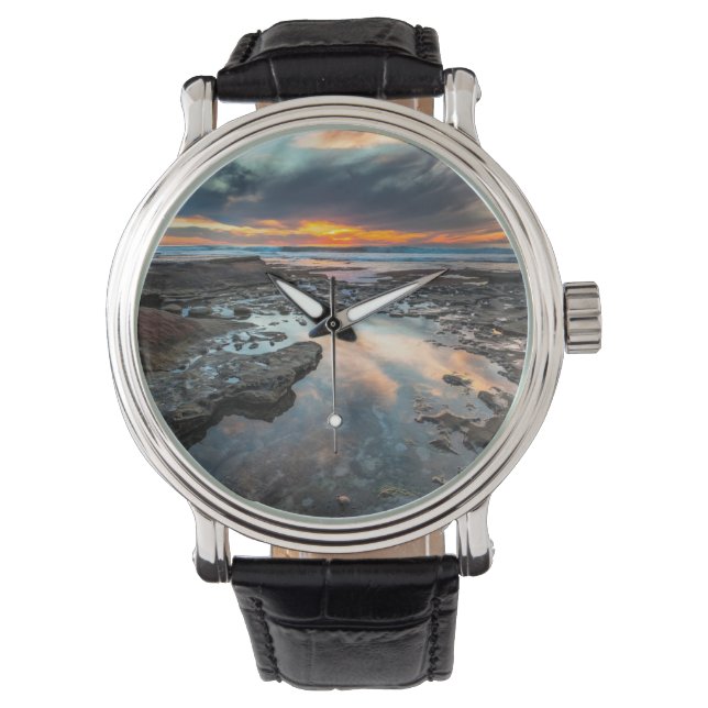 Zonsondergang vanuit de getijdenpoelen horloge (Voorkant)