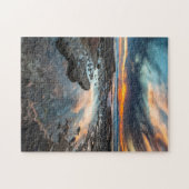 Zonsondergang vanuit de getijdenpoelen legpuzzel (Horizontaal)