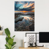 Zonsondergang vanuit de getijdenpoelen poster (Thuiskantoor)