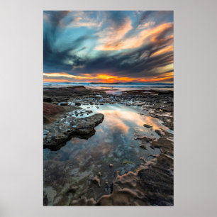 Zonsondergang vanuit de getijdenpoelen poster