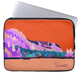 Zonsondergang Varenna Como Italië Illustratie Reiz Laptop Sleeve