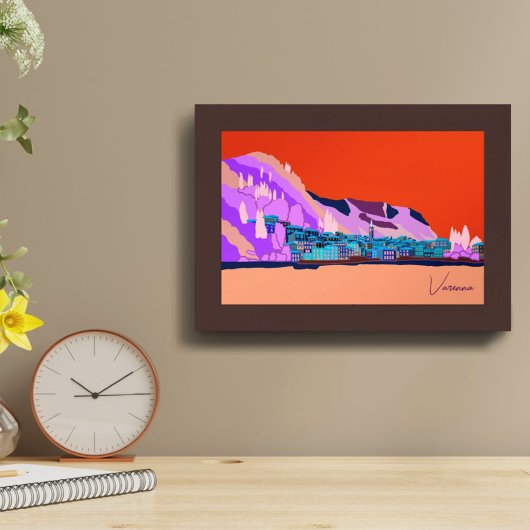 Zonsondergang Varenna Comomeer Italië Illustratie Poster