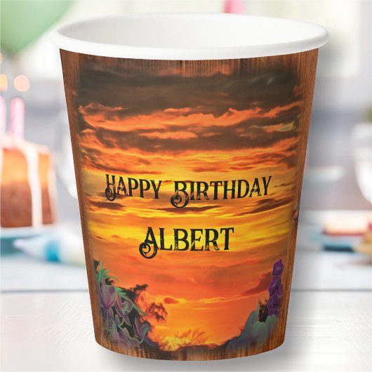 Zonsondergang Verjaardag 2584 Papieren Bekers