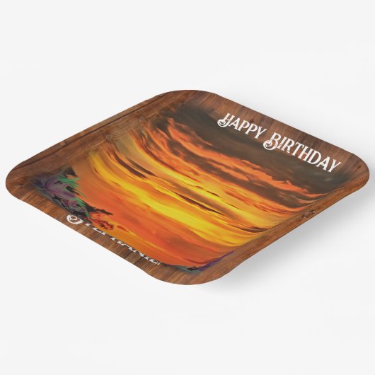 Zonsondergang Verjaardag 2584 Square Papieren Bordje (Gebogen)