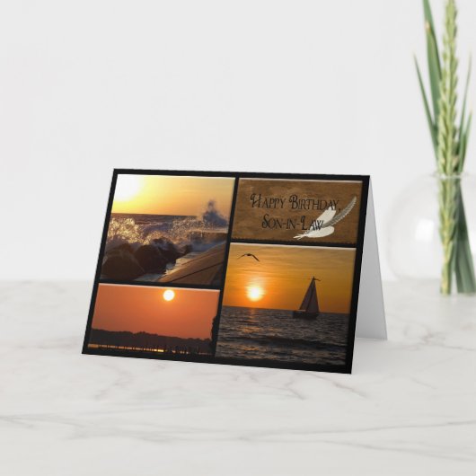 Zonsondergang Verjaardag voor schoonzoon Kaart (Voorkant)