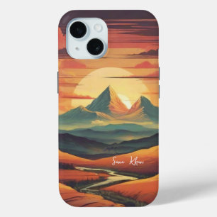  Zonsondergang vertoning Minimale Naam iPhone 15 Case
