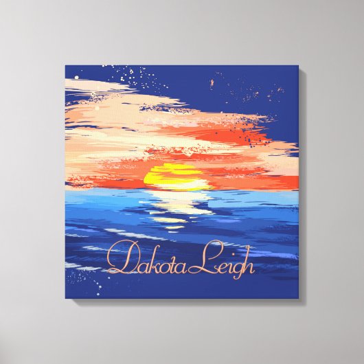  zonsondergang | Vet Abstract Blauw Geel Sinaasapp Canvas Afdruk (Voorkant)
