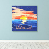  zonsondergang | Vet Abstract Blauw Geel Sinaasapp Canvas Afdruk (Insitu (Houten vloer))