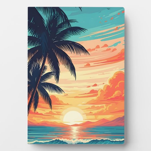 Zonsondergang Vibes Retro Beach Fotoplaat (voorkant)