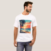 Zonsondergang Vibes Retro Beach T-shirt (Voorkant volledig)