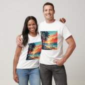Zonsondergang Vibes Retro Beach T-shirt (Unisex)