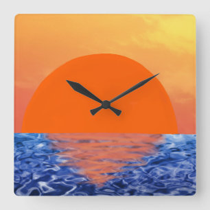 zonsondergang vierkante klok