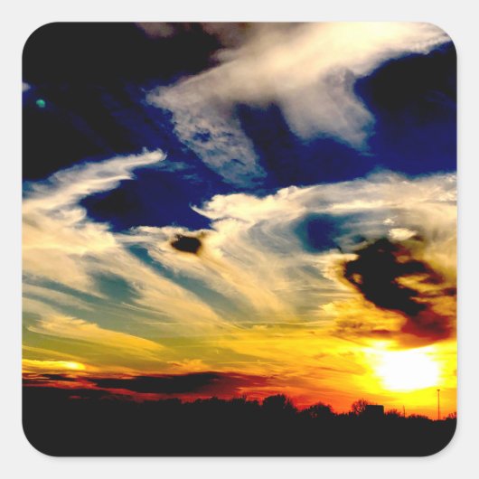 Zonsondergang Vierkante Sticker (Voorkant)